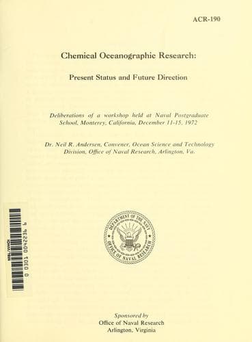 Tapa de Chemical oceanographic research