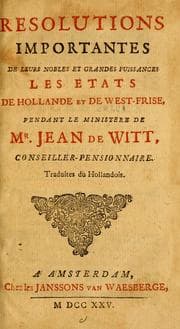 Tapa de Resolutions importantes de leurs nobles et grandes puissances les etats de Hollande et de West-Frise