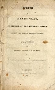 Tapa de Speech of Henry Clay, in defence of the American system, against the British colonial system