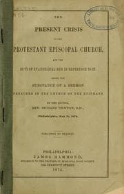 Tapa de The present crisis in the Protestant Episcopal church, and the duty of evangelical men in reference to it
