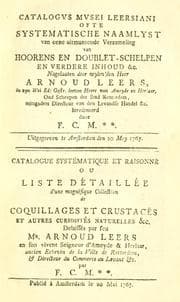Tapa de Catalogus musei Leersiani, ofte, Systematische naamlyst