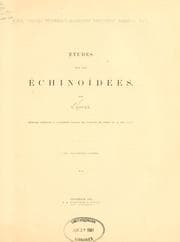 Tapa de Études sur les échinoïdées