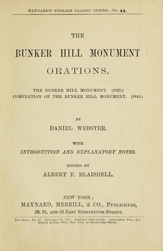 Tapa de The Bunker Hill Monument orations