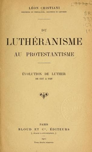 Tapa de Du Luthéranisme au protestantisme