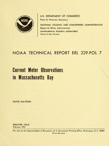 Tapa de Current meter observations in Massachusetts Bay