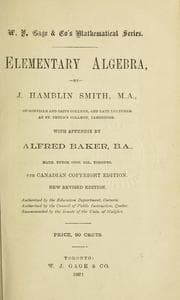Tapa de Elementary Algebra / with appendix by Alfred Baker