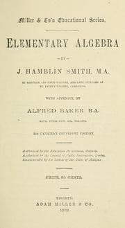 Tapa de Elementary Algebra / with appendix by Alfred Baker
