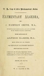 Tapa de Elementary Algebra / with appendix by Alfred Baker