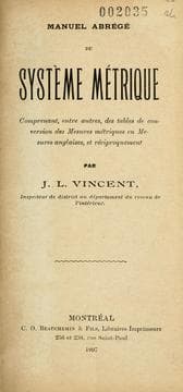 Tapa de Manuel abrégé du système métrique