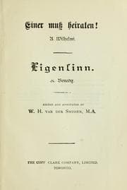 Tapa de Einer muss Heiraten! and Eigensinn / edited and annotated by W.H. van der Smissen