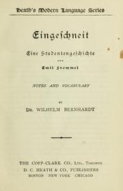 Tapa de Eingeschneit eir studentengeschichte / notes and vocabulary by Dr. Wilhelm Bernhardt