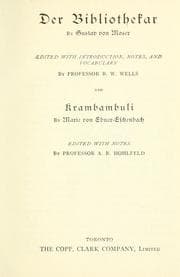 Tapa de Der bibliothekar / edited by Professor B.W. Wells; Krambambuli / edited by Professor A.R. Hohlfeld