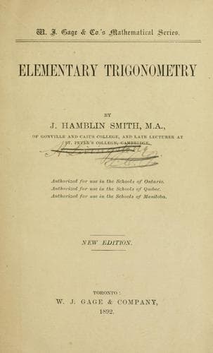 Tapa de Elementary Trigonometry