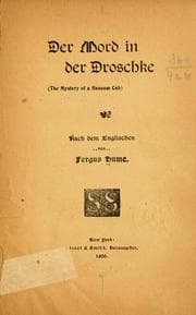 Tapa de Der mord in der droschke (The mystery of a hansom cab)