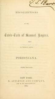 Tapa de Recollections of the table-talk of Samuel Rogers