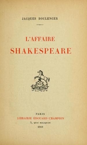 Tapa de L'affaire Shakespeare