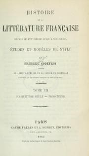 Tapa de Histoire de la littérature française depuis le 16e siècle jusqu'à nos jours.