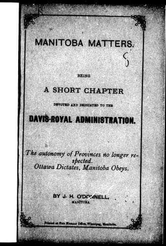 Tapa de Manitoba matters