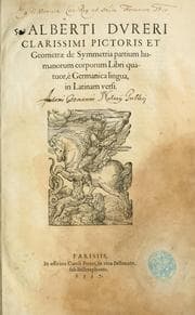 Tapa de Alberti Dvreri clarissimi pictoris et geometrae De symmetria partium humanorum corporum libri quatuor