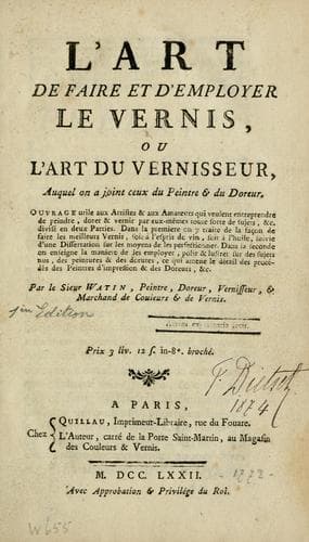 Tapa de L'art de faire et d'employer le vernis, ou, L'art du vernisseur, auquel on a joint ceux du peintre et du doreur ...