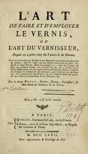 Tapa de L'art de faire et d'employer le vernis, ou, L'art du vernisseur, auquel on a joint ceux du peintre et du doreur ...