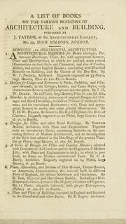 Tapa de A list of books on the various branches of architecture and building