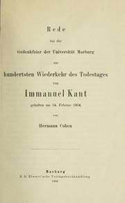 Tapa de Rede bei der Gedenkfeier der Universität Marburg zur hundertsten Wiederkehr des Todestages von Immanuel Kant gehalten am 14. Februar 1904