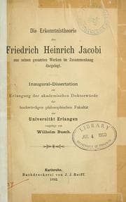 Tapa de Die Erkenntnistheorie des Friedrich Heinrich Jacobi aus seinen gesamten Werken im Zusammenhang dargelegt