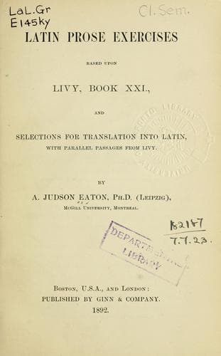 Tapa de Latin prose exercises