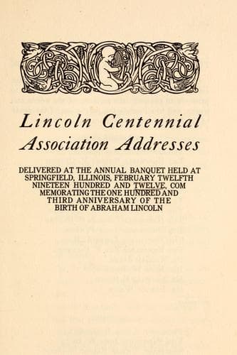 Tapa de Lincoln Centennial Association addresses