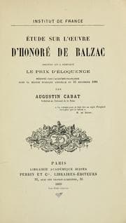 Tapa de Étude sur l'oeuvre d'Honoré de Balzac