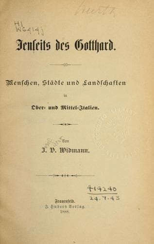Tapa de Jenseits des Gotthard