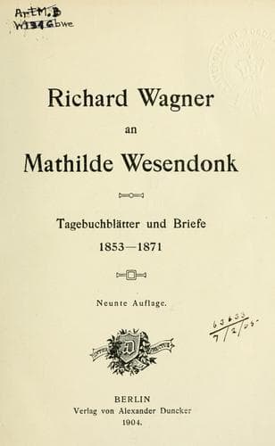 Tapa de Richard Wagner an Mathilde Wesendonk.