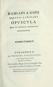 Tapa de Damiani a Goes ... Opuscula quae in Hispania illustrata continentur