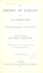 Tapa de The history of England from the earliest times to the final establishment of the Reformation