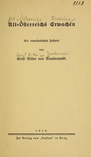 Tapa de Alt-Österreichs Erwachen