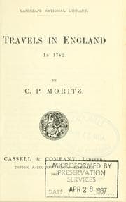 Tapa de Travels in England in 1782