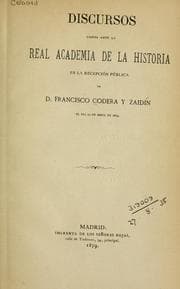 Tapa de Discursos leidos ante la Real Academia de la Historia en la recepción pública