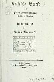 Tapa de Kritische Briefe an Herrn Immanuel Kant über seine Kritik der reinen Vernunft