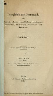 Tapa de Vergleichende Grammatik des Sanskrit, Send, Griechischen, Lateinischen, Litauischen, Altslavischen, Gothischen und Deutschen