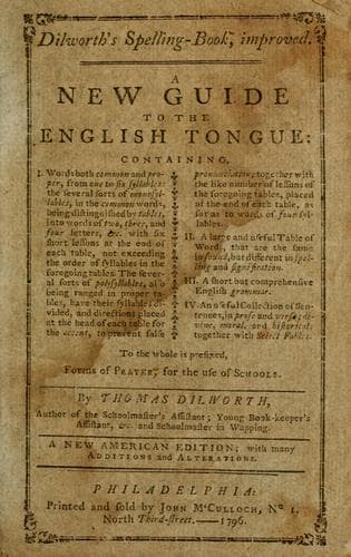 Tapa de Dilworth's spelling-book, improved