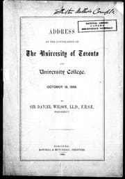 Tapa de Address at the convocation of the University of Toronto and University College, October 19, 1888