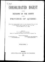 Tapa de Consolidated digest of the decisions of the courts of the province of Quebec