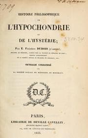 Tapa de Histoire philosophique de l'hypochondrie et de l'hystie