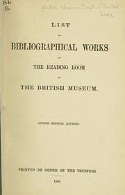 Tapa de List of bibliographical works in the reading room of the British museum