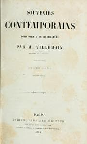 Tapa de Souvenirs contemporains d'histoire & de littérature