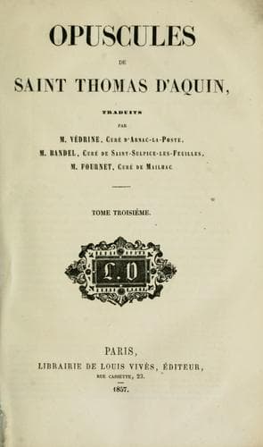 Tapa de Opuscules de saint Thomas d'Aquin