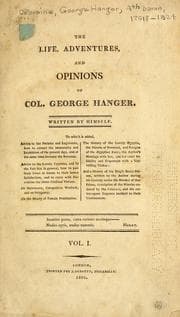 Tapa de The life, adventures, and opinions of Col. George Hanger