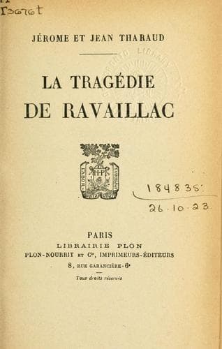 Tapa de La tragédie de Ravaillac