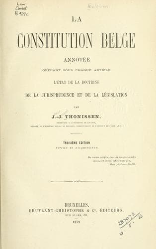Tapa de La constitution Belge